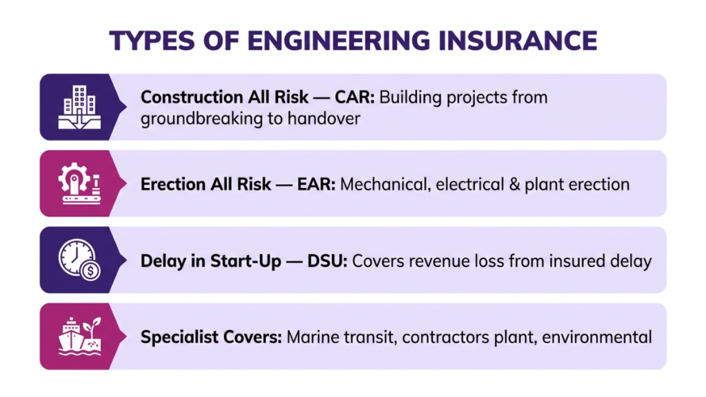 Types of engineering insurance and their uses