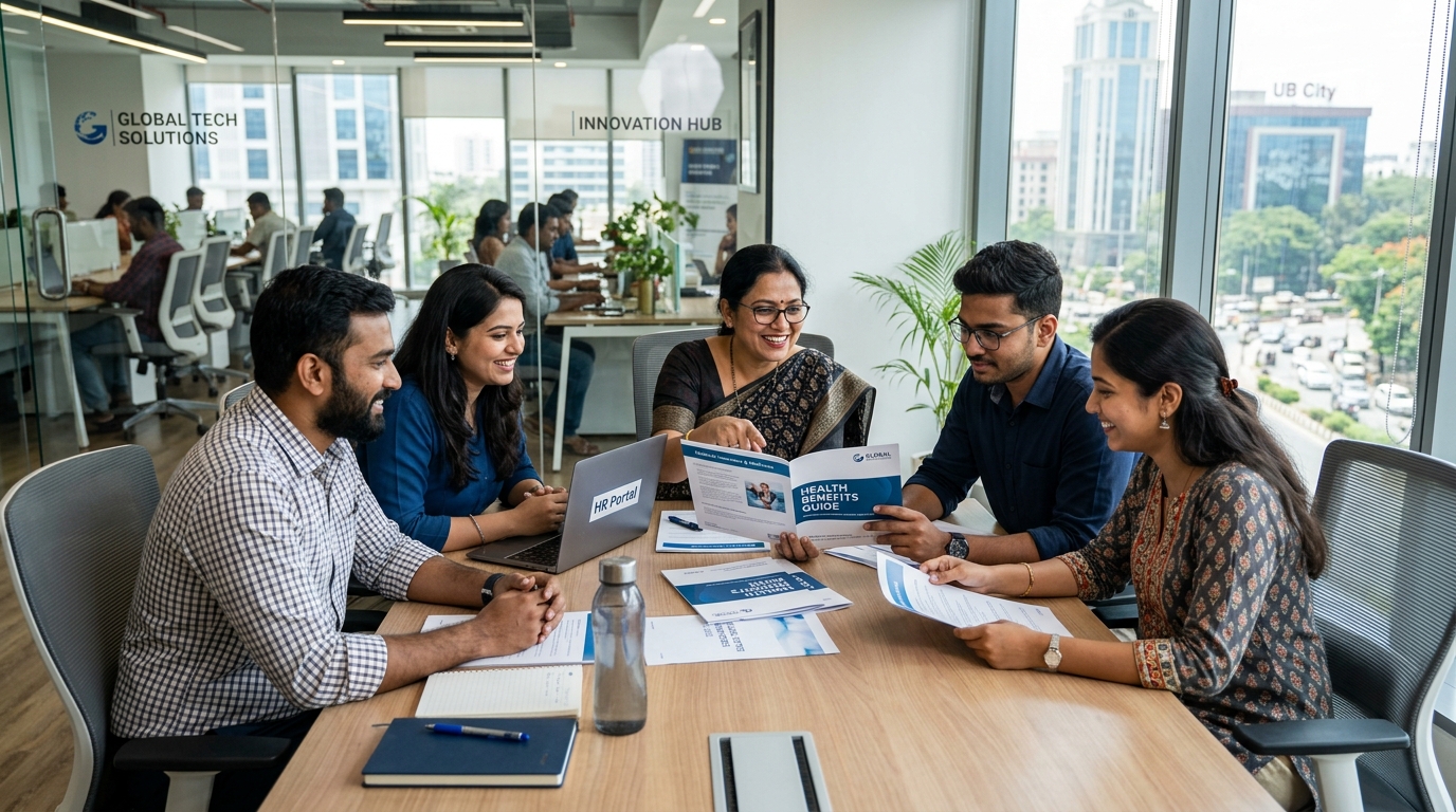 Indian corporate team employee benefits and wellness